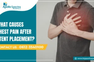 what causes chest pain after stent placement